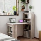 HOMCOM 47.2" Modern Computer Desk with Storage Shelves - Oak-Ample working space with a large work surface for a laptop and other accessories 