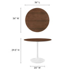Modway Lippa 36" Round Wood Dining Table - Walnut-Walnut Wood Veneer and MDF Tabletop