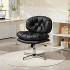 HOMCOM Comfortable Cross Leg Computer Desk Chair with Padded Seat - Black-PU Leather cover enhances comfort and is easy to clean