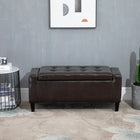 HOMCOM Storage Bench with Flip Top Ottoman - Brown-The rubberwood feet ensures its durability;