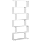 HOMCOM - Bibliothèque géométrique en bois à 6 niveaux - blanc-Idéal pour une installation dans votre couloir, salon, bureau, chambre, etc