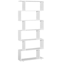 HOMCOM - Bibliothèque géométrique en bois à 6 niveaux - blanc-Idéal pour une installation dans votre couloir, salon, bureau, chambre, etc