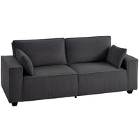 HOMCOM - Canapé 3 places en velours côtelé 86 po avec coussin à ressorts - gris foncé-Les ressorts ensachés et la mousse épaisse d'origine assurent une douceur équilibrée et un soutien durable  