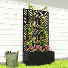 Outsunny - bac de jardin surélevé en métal avec treillis pour plantes grimpantes - découpes feuilles de monstera-Peut être fixé au mur ou utilisé de façon autonome pour plus de polyvalence 
