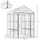 Outsunny Walk-in Plant Greenhouse with PVC Cover - 56" x 56" x 77" - Clear- Zippered roll-up door for easy access and proper air circulation   