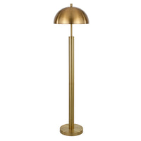 Hudson&Canal - Lampadaire York 58" de haut avec abat-jour en métal - Laiton/laiton-Design moderne du milieu du siècle pour votre salon, votre bureau, votre chambre ou votre coin lecture