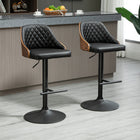 HOMCOM Adjustable Counter Height Swivel Bar Stools with Footrest - Black - 2 Pack-Seat height is adjustable from counter height to bar height, swivel seat ensures free rotation   
