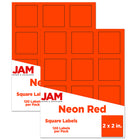 JAM Paper Square Address Labels, 2 x 2, Neon Red, 240 Pack-Mailing Address Labels