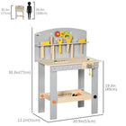 Qaba Kids Tool Bench with Storage Shelf - Construction Work Shop Toy - Multicoloured - Set of 31-Made of durable pine wood that is strong enough for endless enjoyment 