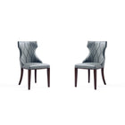 Manhattan Comfort Reine 19.7" Traditional Faux Leather Upholstered Dining Chairs - Pebble Grey - Set of 2-Traditional Dining Chair for Dining Room Use. Set of 2