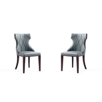 Manhattan Comfort - Lot de 2 chaises de salle à manger traditionnelles Reine 19,7 po en similicuir gris galet-Chaise de salle à manger traditionnelle pour usage en salle à manger lot de 2