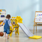 Qaba - Toboggan d'intérieur 3 en 1 pour tout-petits avec panier de basket - Jaune-Conçu avec un tigre de dessin animé, ce sera une superbe décoration pour votre maison -Fabriqué avec un matériau sûr PE et une texture antidérapante pour assurer la sécurité et la stabilité 