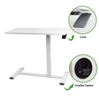 Ezywork Height Adjustable Side/End Mobile Desk - White-Surface dimension of 31" W x 16" D