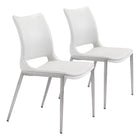 Zuo Ace Dining Chair - White/Silver - Set of 2-Assembly required