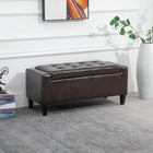 HOMCOM Storage Bench with Flip Top Ottoman - Brown-High-density sponge and premium PU leather cover gives it extra soft and comfortable for sitting;