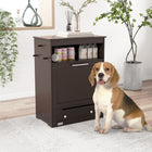 PawHut Pet Feeder Station Storage Cabinet and Container - Coffee-Made of an MDF board, which is so and resistant 