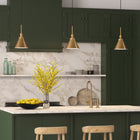 Hudson&Canal Zeno 8.5" Wide Pendant with Metal Shade - Brass/Brass-Product Dimensions: 8" L x 8" W x 8" H