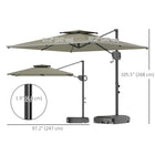 Outsunny 8' L x 9' W Square Cantilever Patio Umbrella with Fillable Base - Light Grey-200 gsm polyester canopies with PA coating resist UV rays (30+) and colour fading