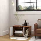 PawHut Hidden Cat Litter Box Enclosure with Sand Drain Pad - Rustic Brown-Furniture style goes well with your home decor 