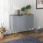 HOMCOM 35.4" L Accent Cabinet - Grey-Soft close avoid accident injuries and ensure smooth opening and close