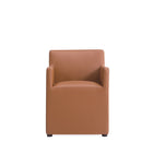 Manhattan Comfort Anna Square 22.83" Modern Faux Leather Upholstered Dining Armchair - Saddle-Modern Dining Chair for Dining Room and Task Use
