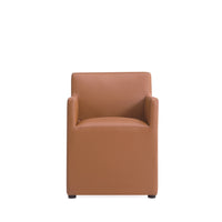 Manhattan Comfort Anna Square 22.83" Modern Faux Leather Upholstered Dining Armchair - Saddle-Modern Dining Chair for Dining Room and Task Use