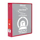 BAZIC Products 1" 3-Ring View Binder with 2 Pockets - Red - 6 Pack-Clear View Cover on front, back & side