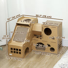 PawHut - Maison pour chat en carton, condo de jeu ondulé pour chatons d’intérieur-Inclus trois griffoirs pour protéger vos meubles des griffures 
