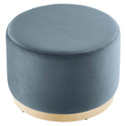 Modway Tilden Large 23" Round Performance Velvet Upholstered Ottoman - Cadet Blue/Natural-Arrives Fully Assembled