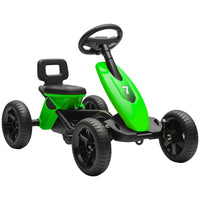 Qaba - Kart à pédales pour enfants avec roues silencieuses en EVA - vert-Corps en plastique robuste et cadre en acier solide supportant jusqu'à 66 lb (30 kg) en toute sécurité 