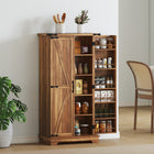 HOMCOM 47" H Kitchen Pantry Cabinet with Adjustable Shelves - Brown-Five-tier cabinet with two adjustable shelves and 12 door shelves maximize storage space 