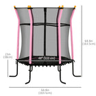 Soozier Kids Trampoline with Enclosure Net - 64" Dia. - Pink-Safety enclosure and thick padding poles prevent jumper from accidentally slipping off 