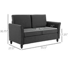 HOMCOM - Canapé loveseat 56 po avec pieds en bois - gris foncé-Comprend deux coussins de dossier et deux coussins d’assise pour plus de confort 