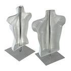 Azar - Buste de mannequin masculin et féminin en plastique blanc - Base métallique carrée de 12 po - Paquet de 2-Buste en plastique thermoformé sous vide