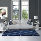 Modway - Toryn Réseau en losange Tapis 5 pi l x 8 pi L Shag Area - Marine et Ivoire-Dessous du tissu de jute adhéré