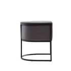 Manhattan Comfort Cosmopolitan 24" Mid-Century Modern Faux Leather Upholstered Dining Chair - Pebble and Black - Set of 2-Seat Height: 18.9