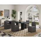 Manhattan Comfort - Lot de 2 chaises de salle à manger modernes Anna Square 48 cm en similicuir capitonné - Étain-Coussinets de pied en plastique lourd