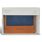 Champs - Porte-cartes en Cuir Denim - Beige/Bleu-Compartiment pour billets
