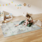 Qaba - Tapis de jeu pour bébé - grand tapis en mousse - 77 po L x 58 po l - motif circuit et éléphant-La mousse XPE épaisse offre une zone de jeu sécurisée 