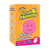 Scrub Daddy Scrub Mommy - Pink - 4 Pack-Four dual-sided Scrub Mommy cleaning sponges, each with a firm scrubber on one side for tough messes and a soft, absorbent side for gentle cleaning