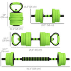 Soozier 4-in-1 88 lb Adjustable Weight Dumbbell Set - Green-Plastic surface is tough, odourless and rust-resistant