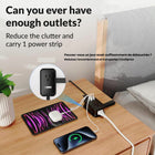 Uncaged Ergonomics Travel Charger - 4 AC - 2 USB - 1 USB-C - Black-1 USB-C port. 