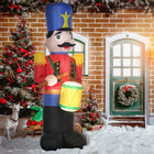 HOMCOM 8' Lit Inflatable Drummer Nutcracker Soldier Christmas Yard Decoration-Self-inflates in minutes when plugged into any standard electrical outlet and deflates just as quickly during takedown 