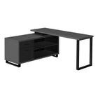 Monarch Specialties - 7715 Bureau 72 po - En Coin Executif Moderne Gris/Noir-Bureau d'ordinateur en forme de L avec rangement. Fabriqué avec des panneaux épais de finition gris