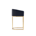 Manhattan Comfort - Louvre tabouret de comptoir moderne du milieu du siècle de 20" en similicuir - noir et or titane - lot de 3-Hauteur du siège : 26 po