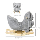 Qaba - Cheval à bascule bébé design koala en peluche - gris-Comprend un guidon avant facile à saisir, des repose-pieds et une ceinture de sécurité pour plus de sécurité 