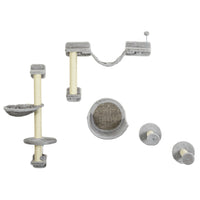 PawHut 5-Piece Cat Wall Shelves Set - Light Grey-Wall design saves space and enhances play areas 