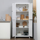 HOMCOM 72" H Freestanding Kitchen Pantry and Buffet Cabinet - White-Easy to grab metal handles for simple opening and closing 