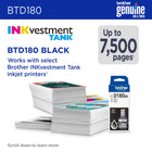 Brother BTD180BKS Genuine Ink Bottle - High Yield - Black-Print confidently. Brother Genuine BTD180BKS High Yield Black Ink Bottles deliver consistent, reliable performance