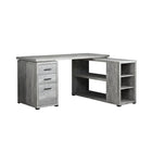 Monarch Specialties - 7421 Bureau - Faux Bois Gris En Coin Cote Droit/Gauche-Bureau d'ordinateur en forme de L à la mode avec rangement, doté d'une construction de panneaux épais dans une finition en stratifié gris aspect bois récupéré et inclut une garantie limitée de 5 ans pour votre satisfaction.